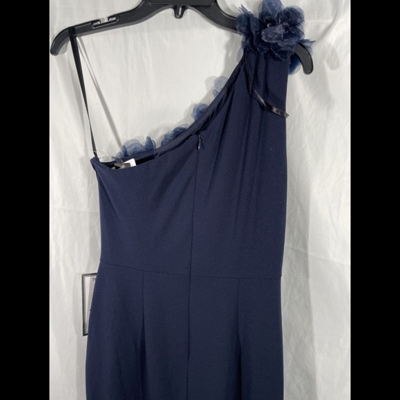 NWT Xscape Floral Applique One Shoulder Gown‎ in Navy [ PETITE 8P ] - Picture 12 of 12